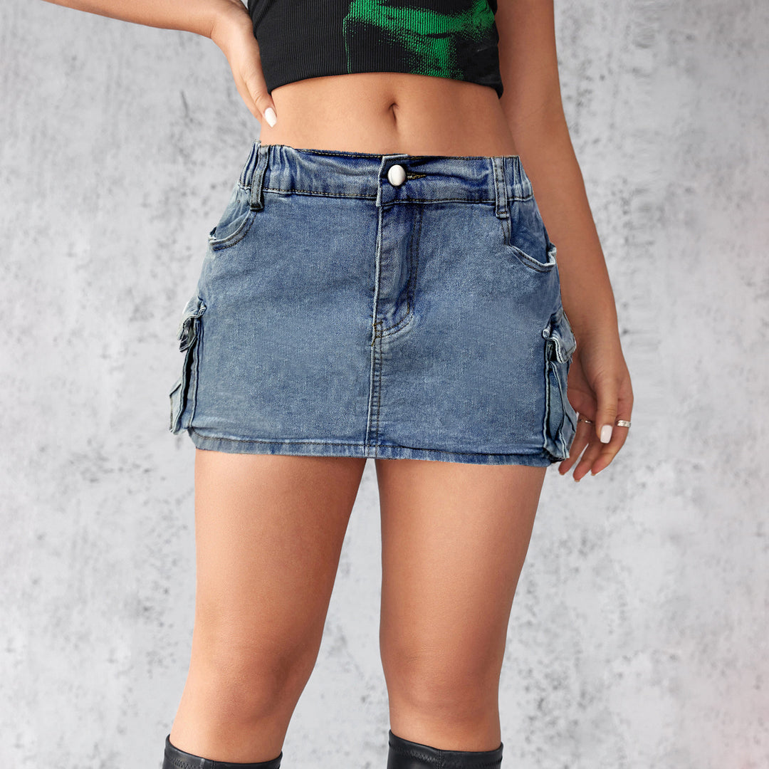 Damen Cargo-Rock im Jeansstil mit funktionalen Taschen EB