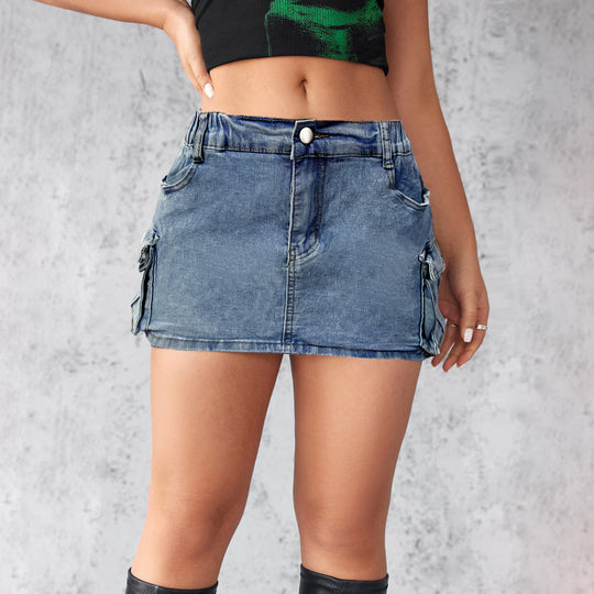 Damen Cargo-Rock im Jeansstil mit funktionalen Taschen EB