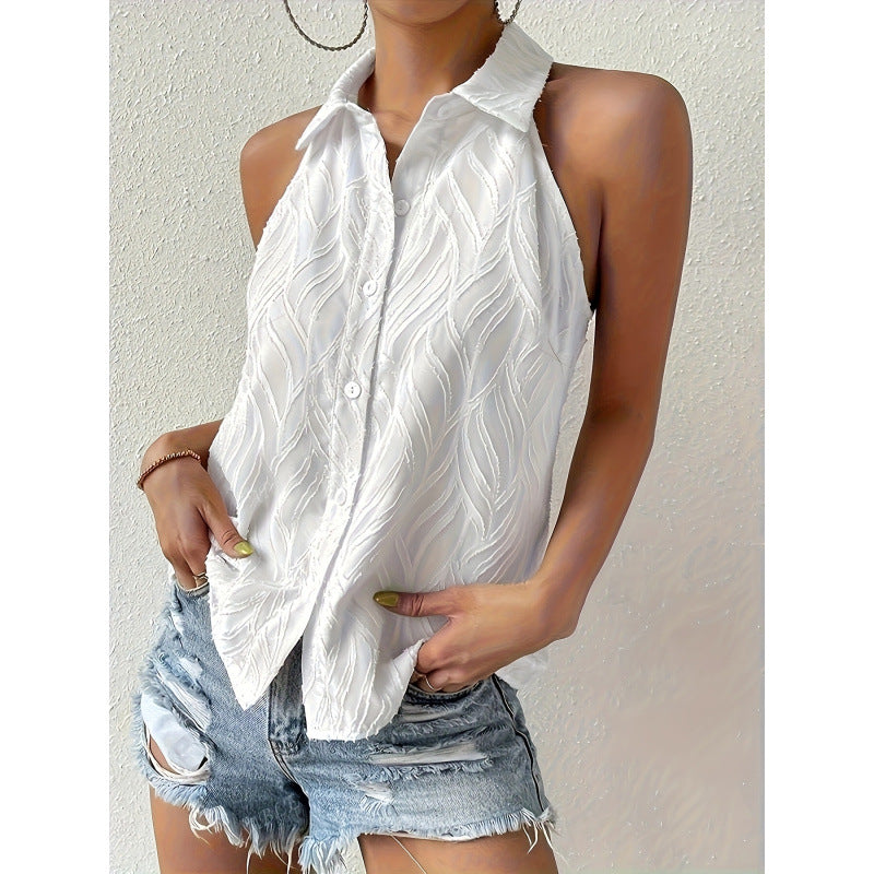 Damen ärmelloses Blusenshirt mit eleganter Struktur EB