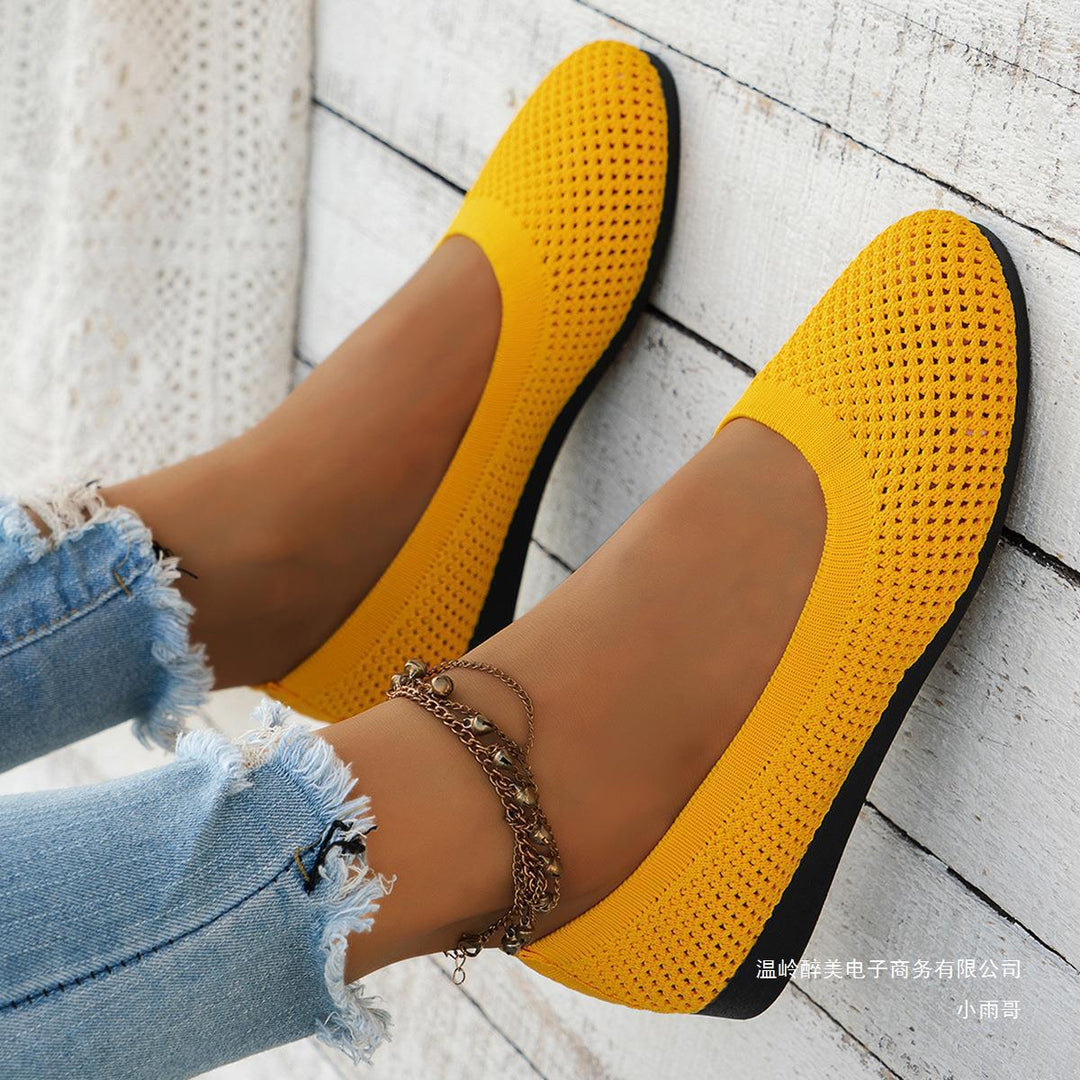 Damen Atmungsaktive Slip-On Ballerinas mit elastischer Struktur EB
