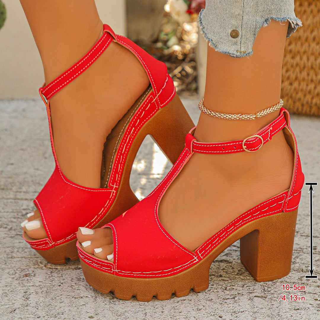Damen Trendige und komfortable Plateau-Sandalen mit offener Zehenpartie EB