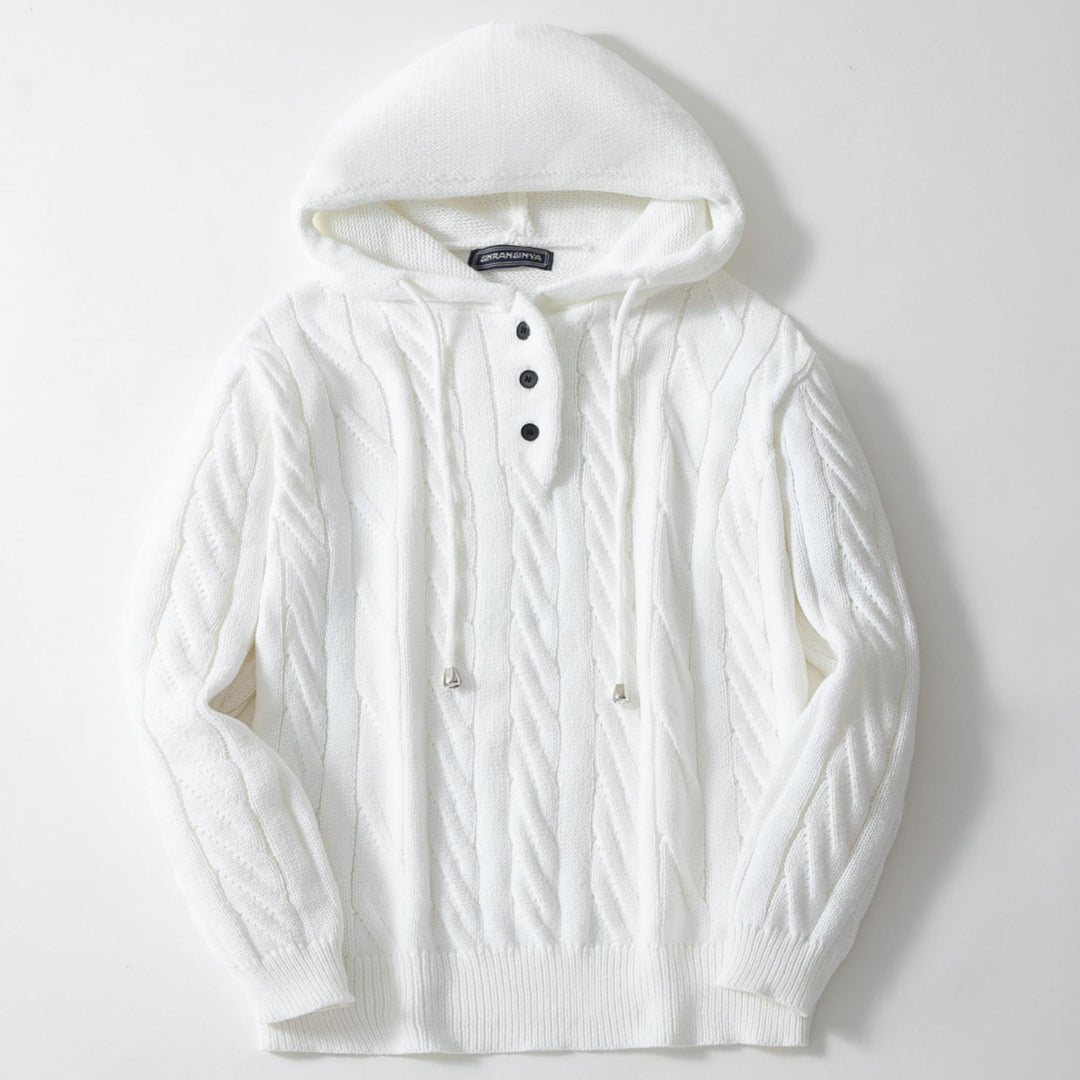 Herren gemütlicher Strickpullover mit Kapuze EB