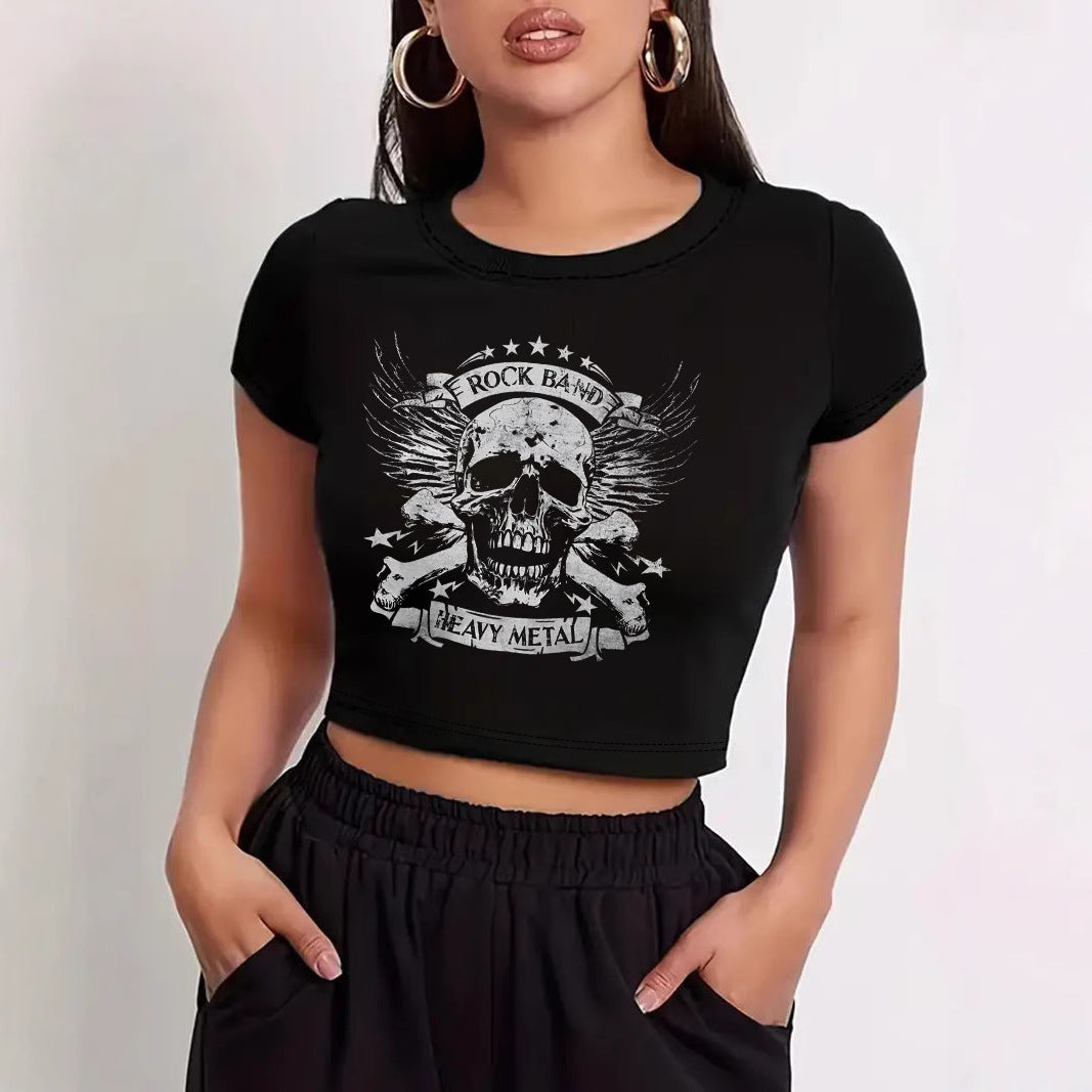 Damen Crop-T-Shirt mit modernem Grafiken-Aufdruck EB