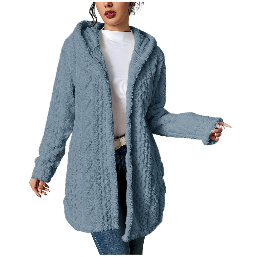 Damen Kuschelige Cardiganjacke mit Kapuze aus weichem Fleece EB