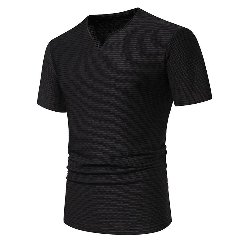 Herren V-Ausschnitt T-Shirt mit strukturiertem Design EB