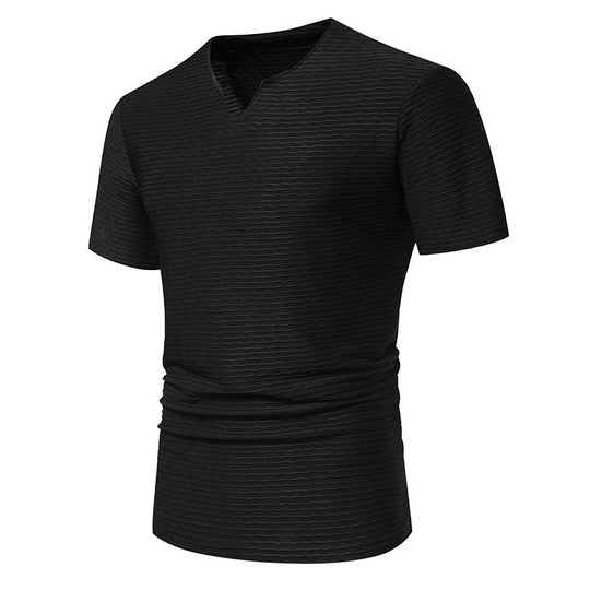 Herren V-Ausschnitt T-Shirt mit strukturiertem Design EB