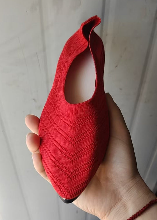 Damen elegante Mules mit hohem Schnitt und modischem Strickdesign EB