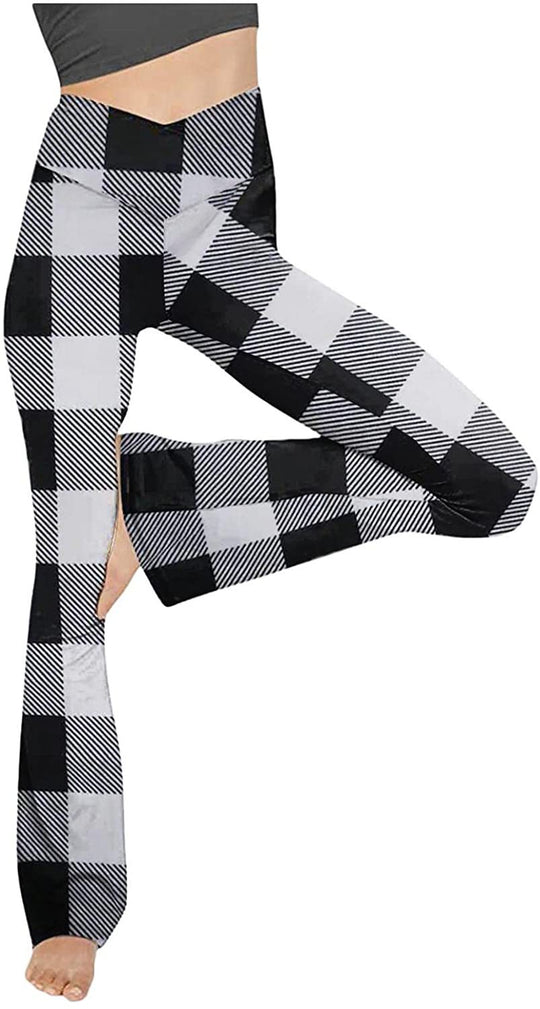 Damen nan taillenhohe Yogahose mit überkreuztem Bund und ausgestelltem Saum mit Schlitz EB