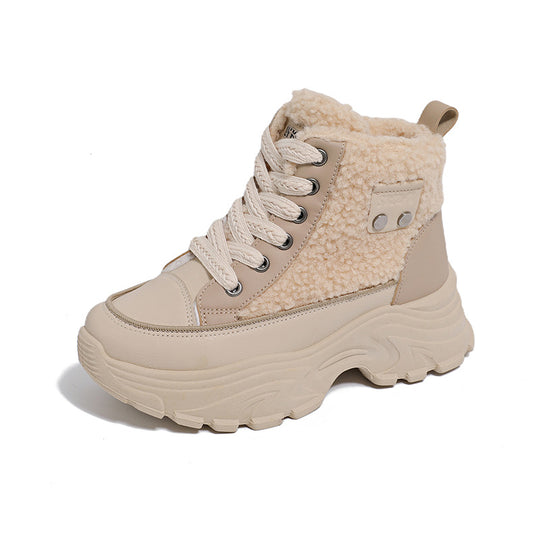 Damen warme High-Top Sneakers mit Teddyfutter EB