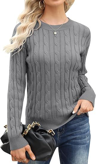 Damen klassischer Strickpullover mit Zopfdesign EB