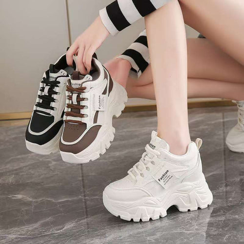 Damen Plattform Sneakers mit modischem Design und bequemer Dämpfung EB