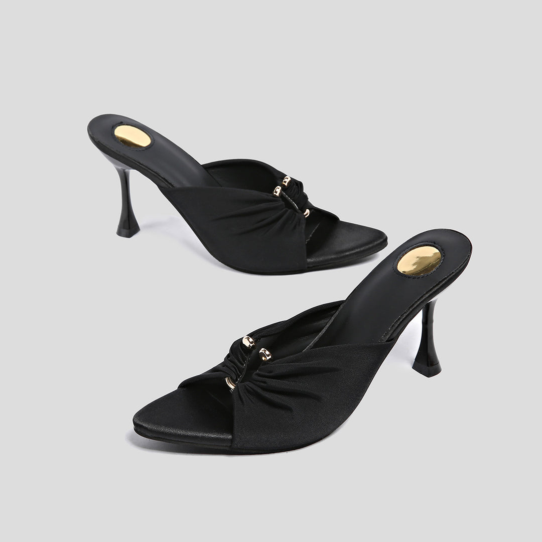 Damen Slingback-Pumps mit raffinierter Faltenapplikation und geschwungenem Absatz EB