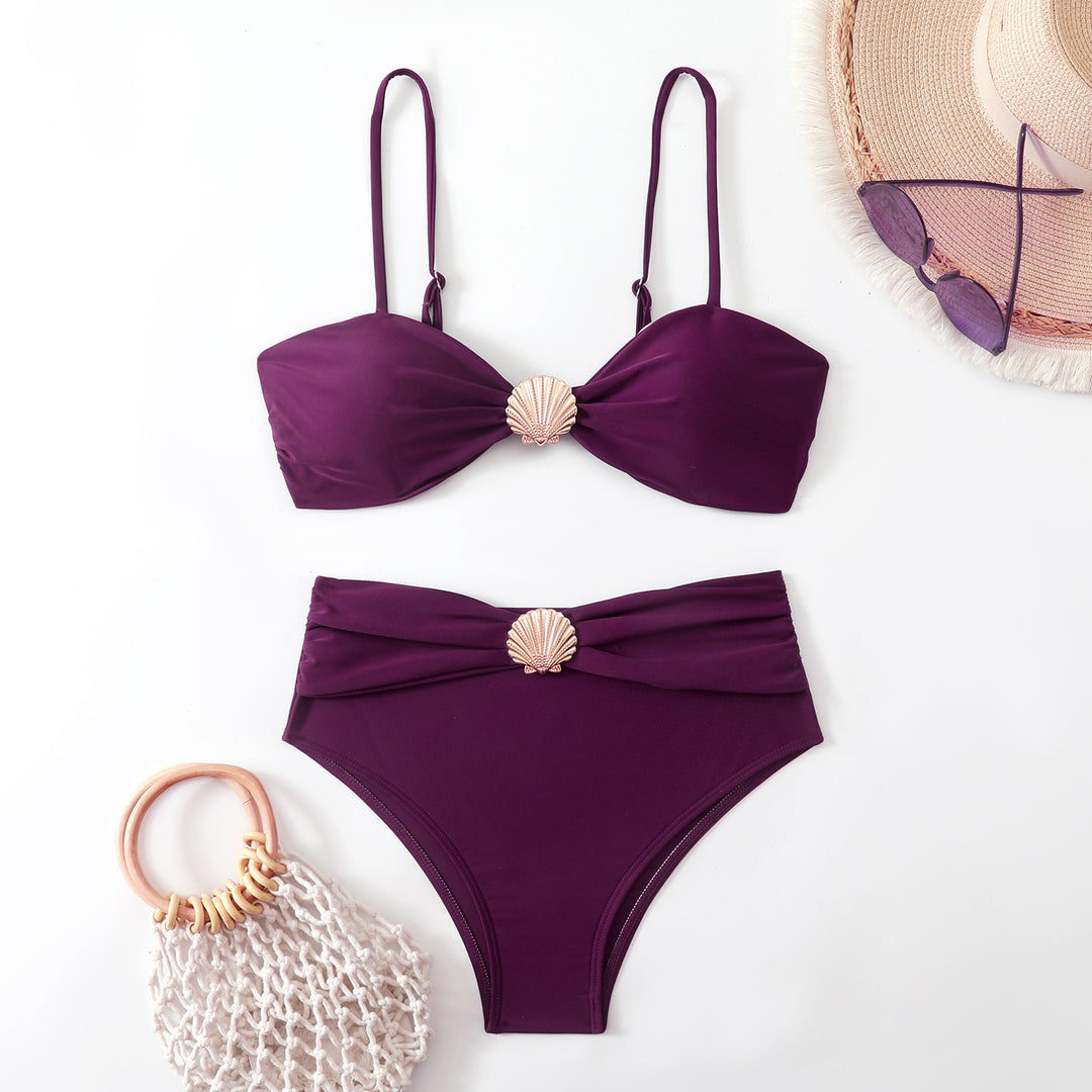 Damen Bikini-Set mit schickem Muschel-Detail und hohem Bund EB
