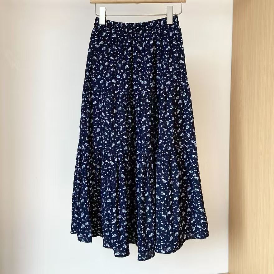 Damen Maxirock mit romantischem Blumenmuster und lässigem Design EB