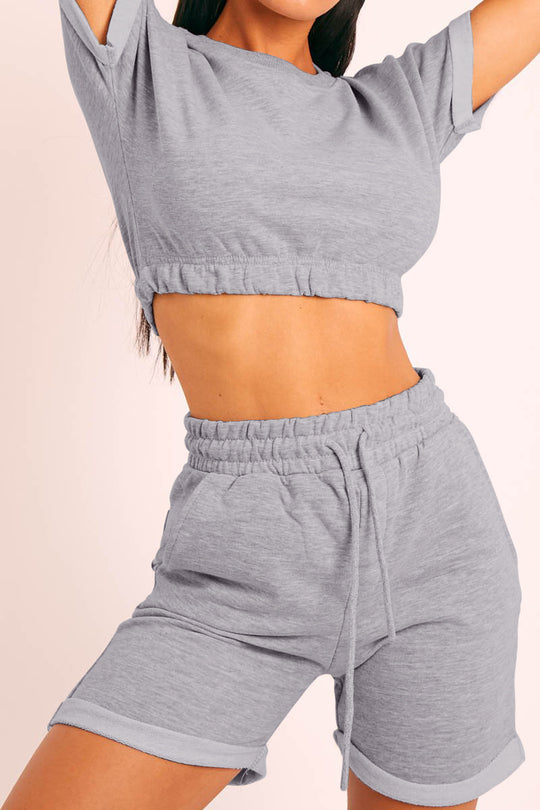 Damen Sportliches Lounge-Set mit verkürztem Oberteil und bequemen Shorts EB