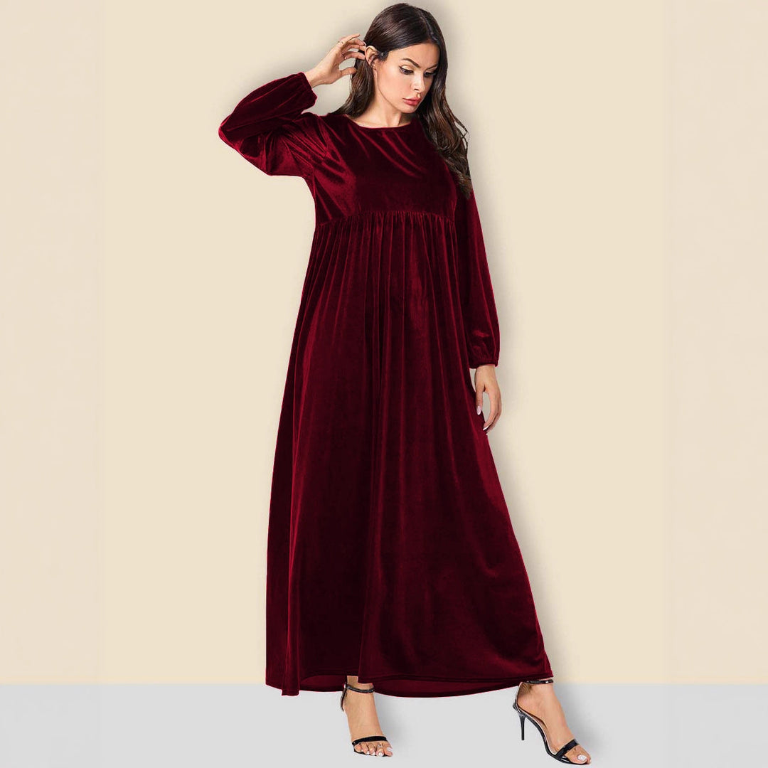 Damen Elegantes Maxikleid aus samtigem Stoff mit weitem Schnitt EB