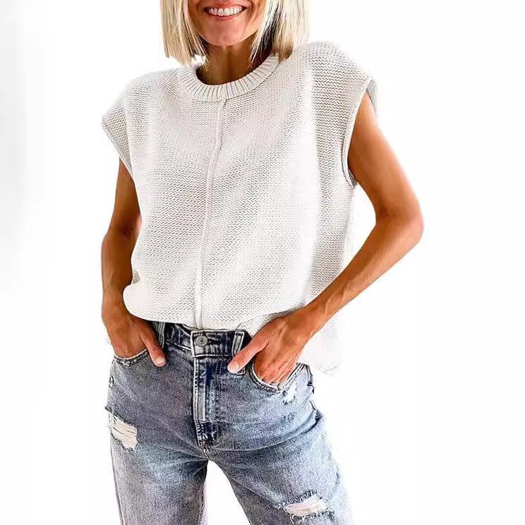 Damen lässiges Strickoberteil mit überschnittenen Schultern und strukturierter Textur EB