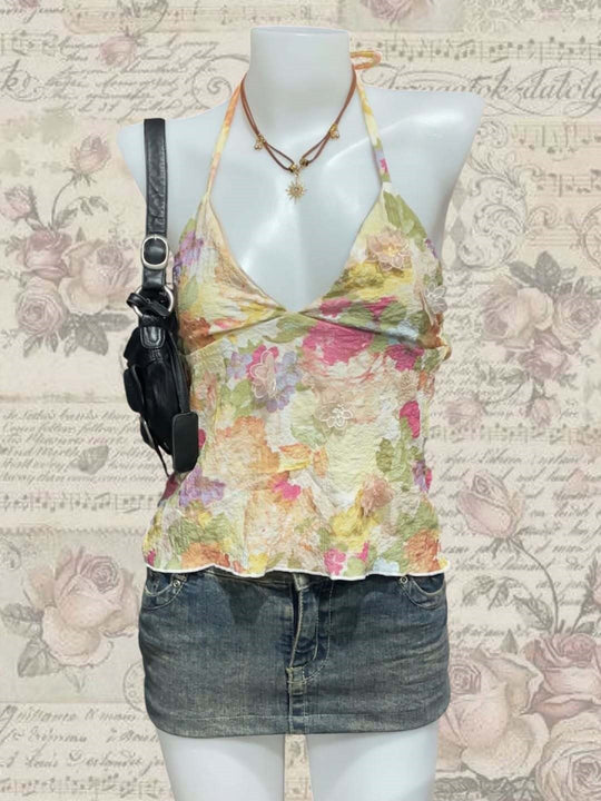 Damen Verspielt bedrucktes Chiffon-Oberteil EB