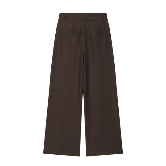 Damen weite Anzughose mit hoher Taille und Falten EB