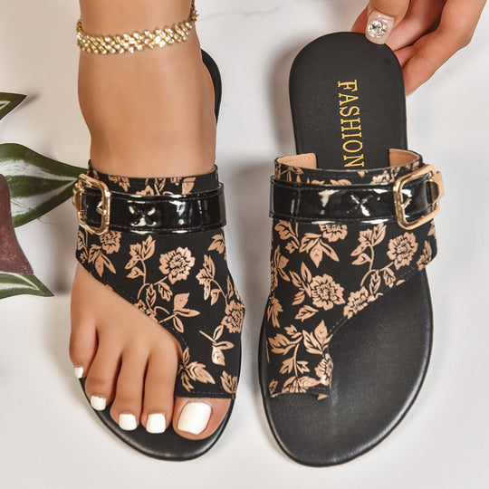 Damen Riemchen-Sandalen mit floralem Design und komfortablem Fußbett EB