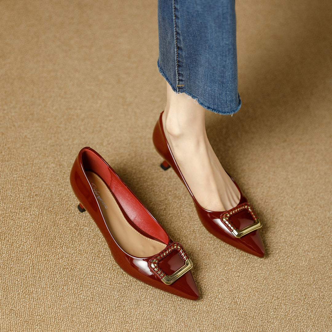 Damen elegante Pumps mit modischer Schnallenapplikation EB