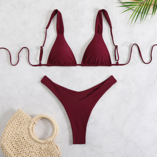 Damen Triangel-Bikini mit verstellbaren Trägern und hohem Schnitt EB