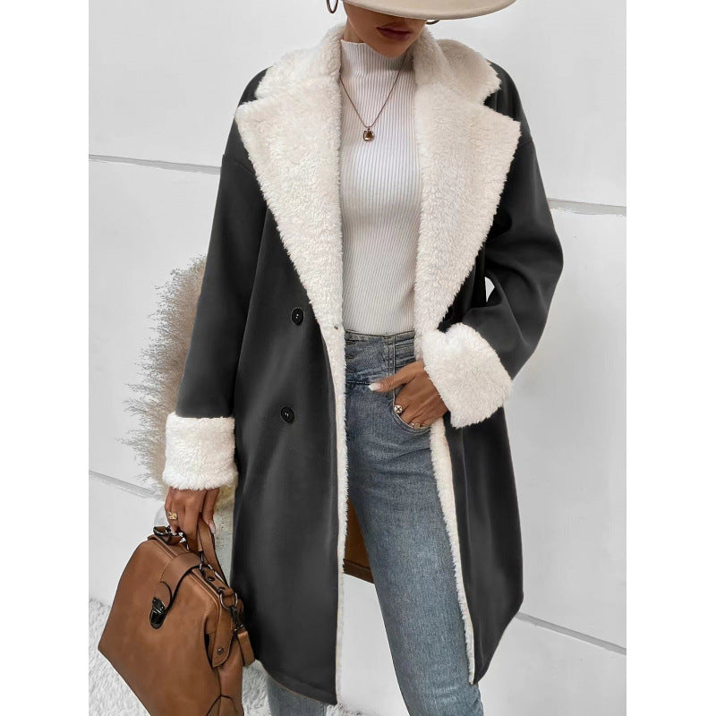 EB | Gewickelter Mantel für Frauen - Weiches Faux Shearling - Gürtel In Der Taille - Elegantes Langes Modell