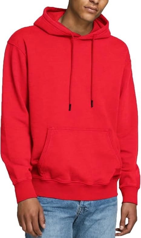 Herren nan lässiger Kapuzenpullover mit Kängurutasche, Tunnelzug und gerippten Bündchen EB