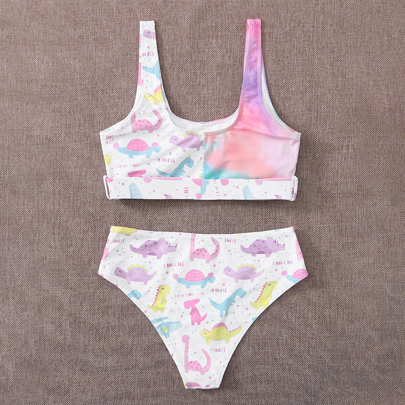 Damen Sportlicher Bikiniset mit buntem Dinosaurier-Muster EB