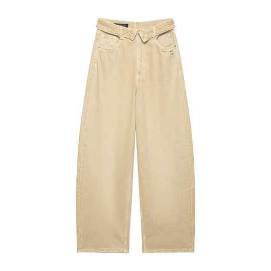 Damen nan weite Highwaist-Jeans im Vintage-Look mit ausgefransten Rissen EB
