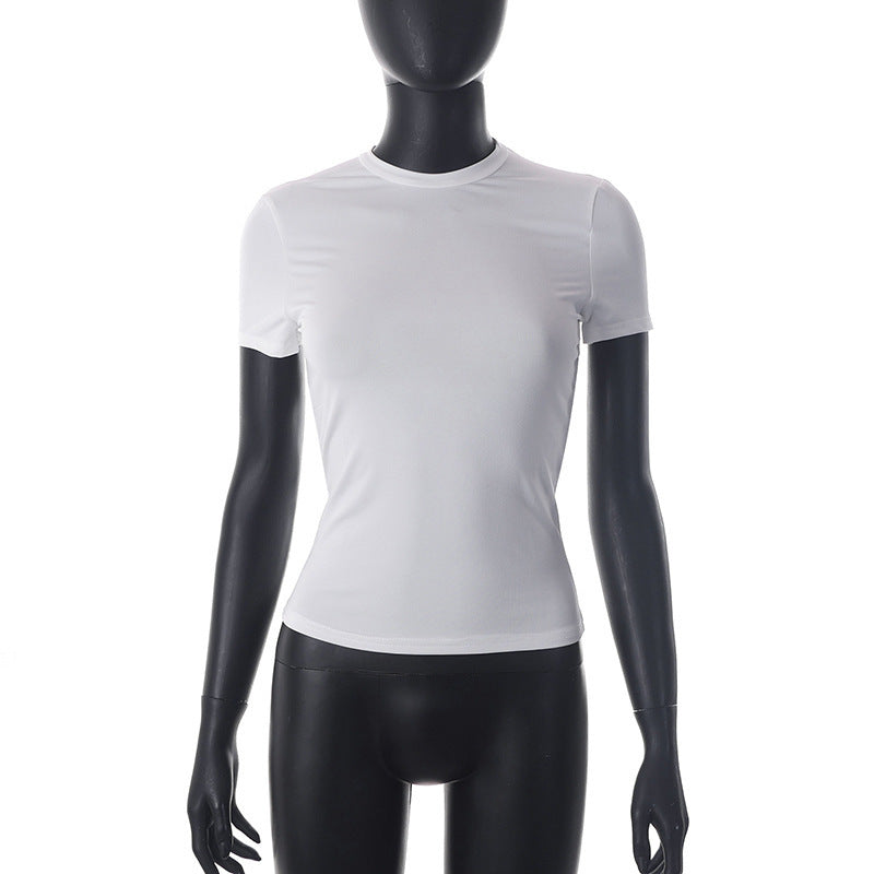 Damen Figurbetontes Kurzarm-T-Shirt mit hochqualitativem Stretch-Material EB