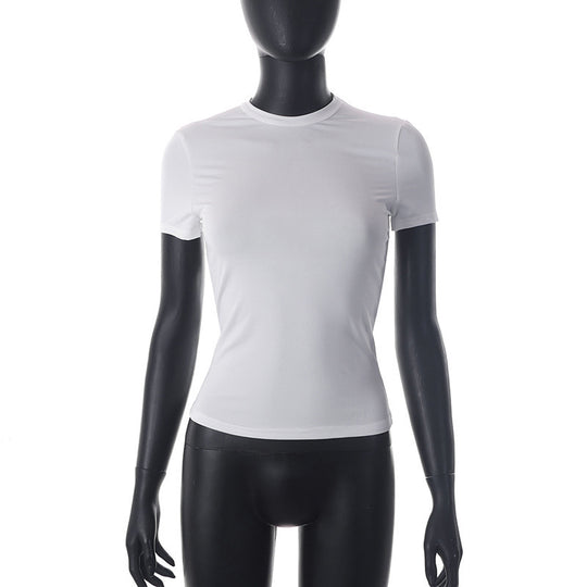 Damen Figurbetontes Kurzarm-T-Shirt mit hochqualitativem Stretch-Material EB