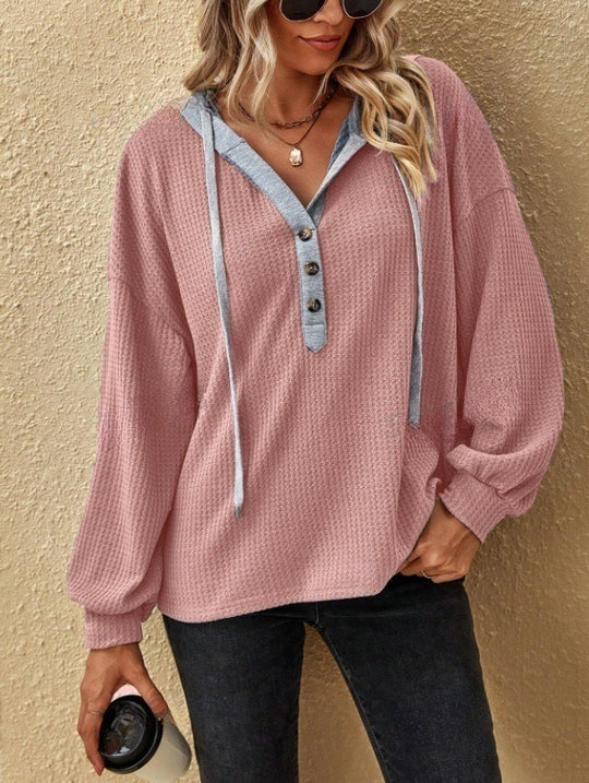 Damen Oversized Pullover mit Knopfleiste EB
