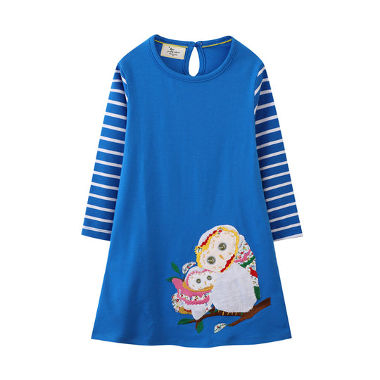 Mädchen Freizeitkleid mit niedlichem Eulenmotiv EB