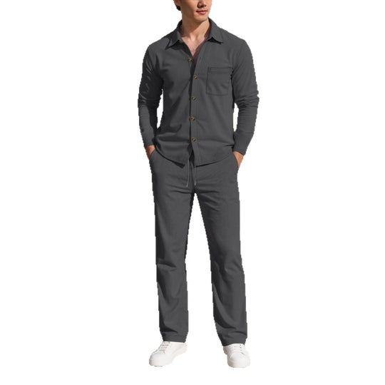 Herren eleganter Freizeitanzug mit strukturierter Oberfläche und praktischen Taschen EB