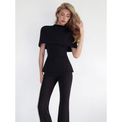 Damen Elegantes Oberteil mit asymmetrischem Kragen und figurbetontem Schnitt EB