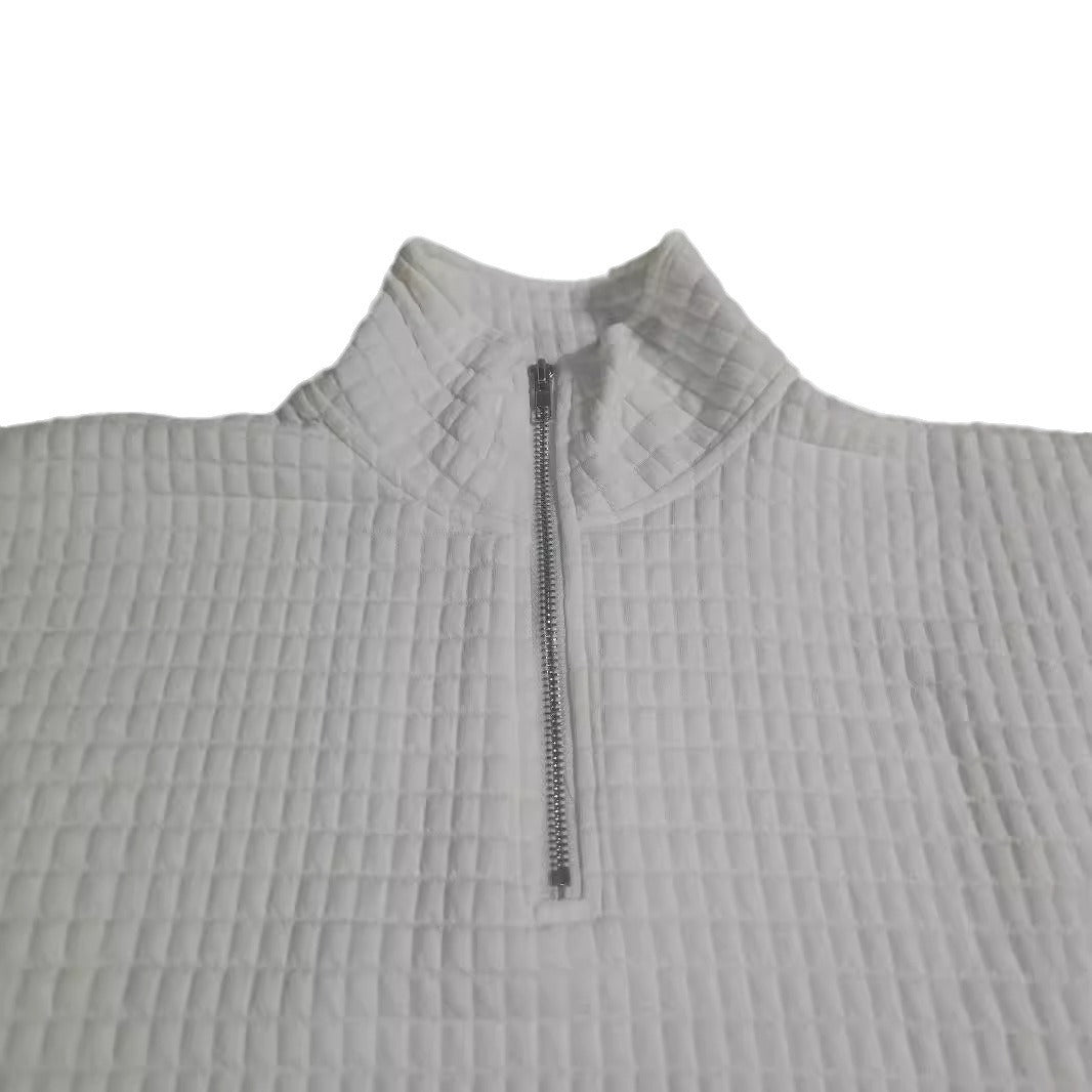 Damen modischer Stepp-Pullover mit halbem Reißverschluss EB