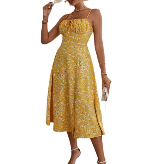 Damen Wickelkleid mit hohem Schlitz und floralem Muster R&B
