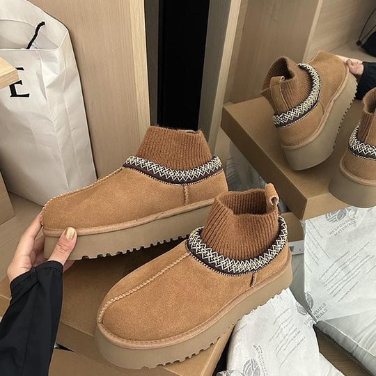 Damen bequeme Stiefeletten mit elastischem Schaft und rutschfester Sohle EB