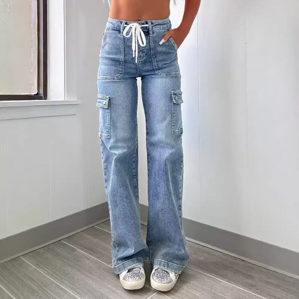 Damen Cargo-Jeans mit praktischen Taschen und weiter Beinform EB