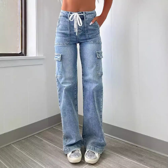 Damen Cargo-Jeans mit praktischen Taschen und weiter Beinform EB