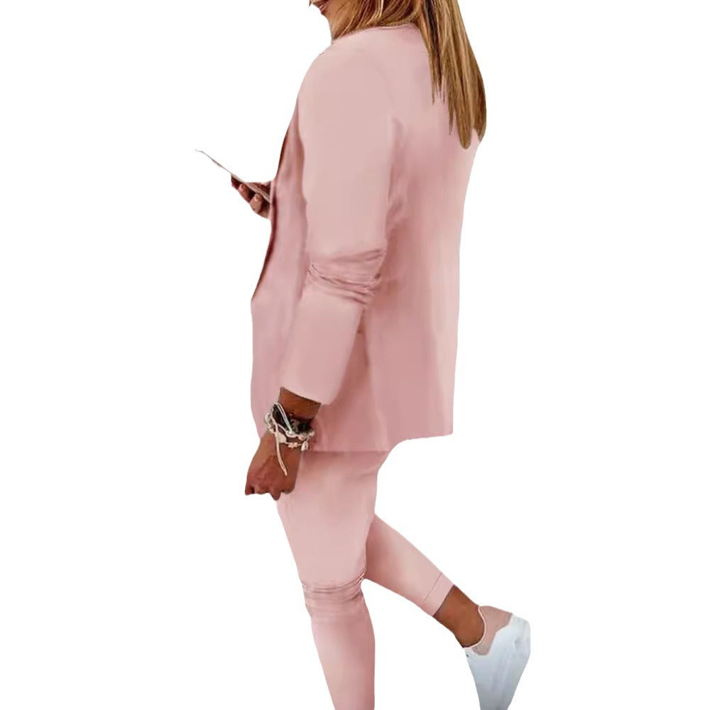 Damen nan zweiteiliges Blazer-Jogger-Set mit tailliertem Blazer und elastischer Bundhose EB