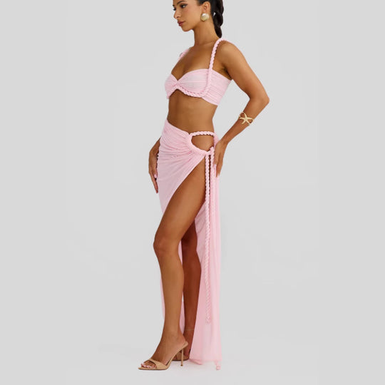 Damen Bikiniset mit elegantem Wickeltuch und kunstvollen Schnürdetails EB