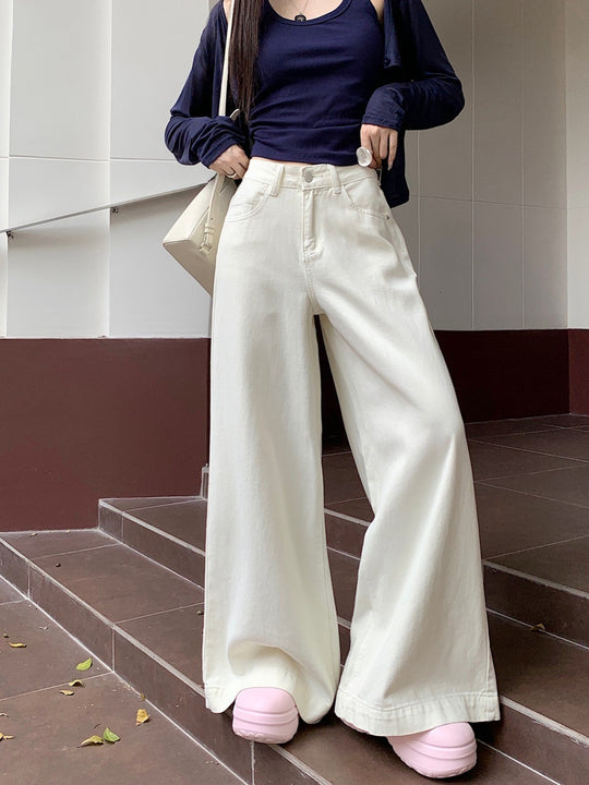 Damen Weite Denim-Culotte mit hoher Taille und modischem Schnitt EB