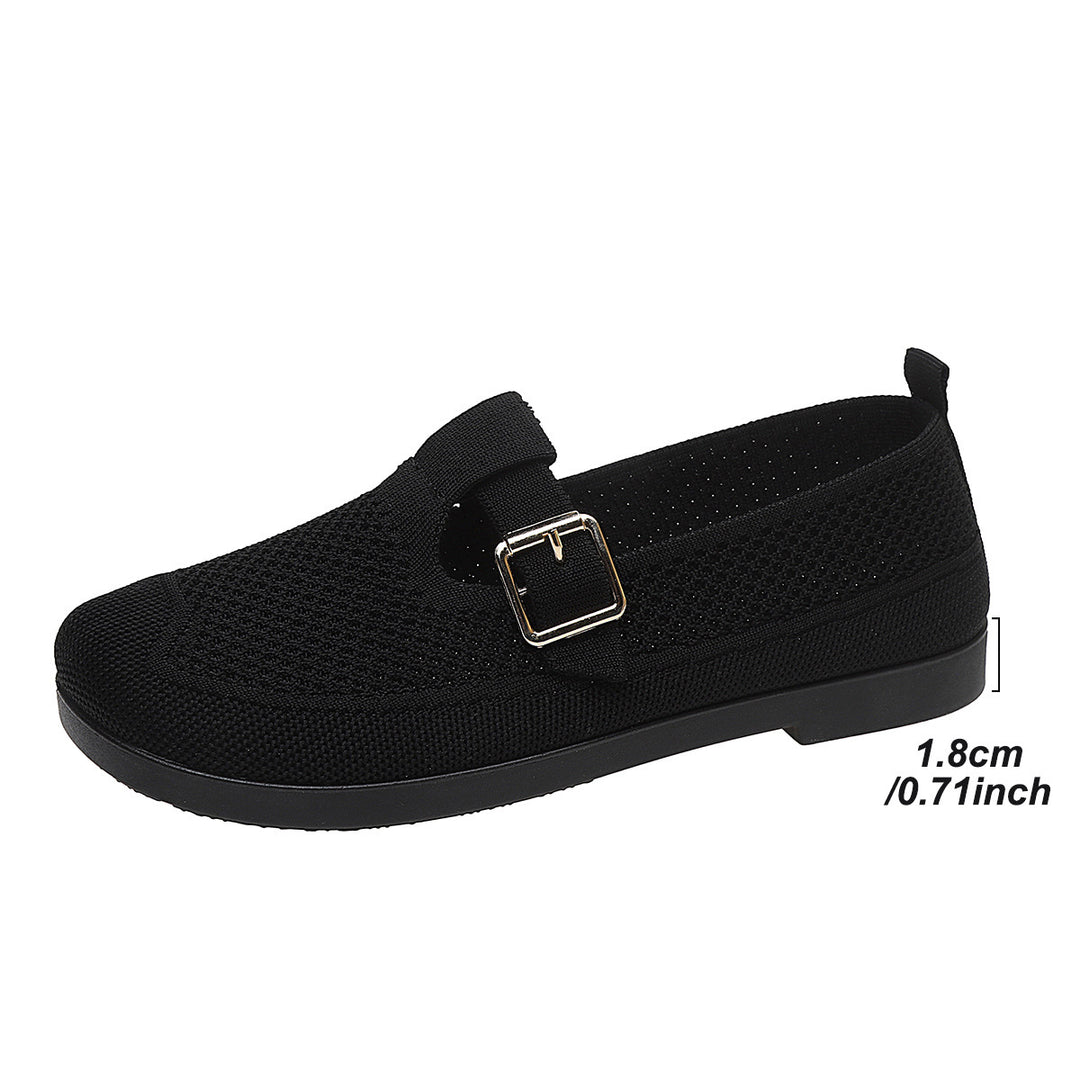 Damen luftige Ballerinas mit modischem Schnallen-Detail EB
