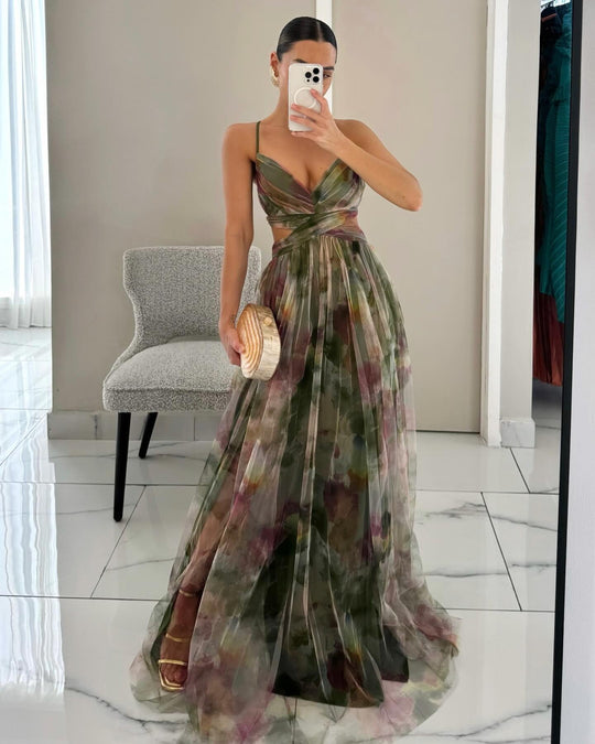 Damen Elegantes und florales Abendkleid mit schmeichelndem Schnitt EB