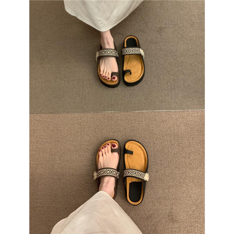 Damen Zehentrenner-Sandalen mit elegantem Riemendesign und Fußbett EB