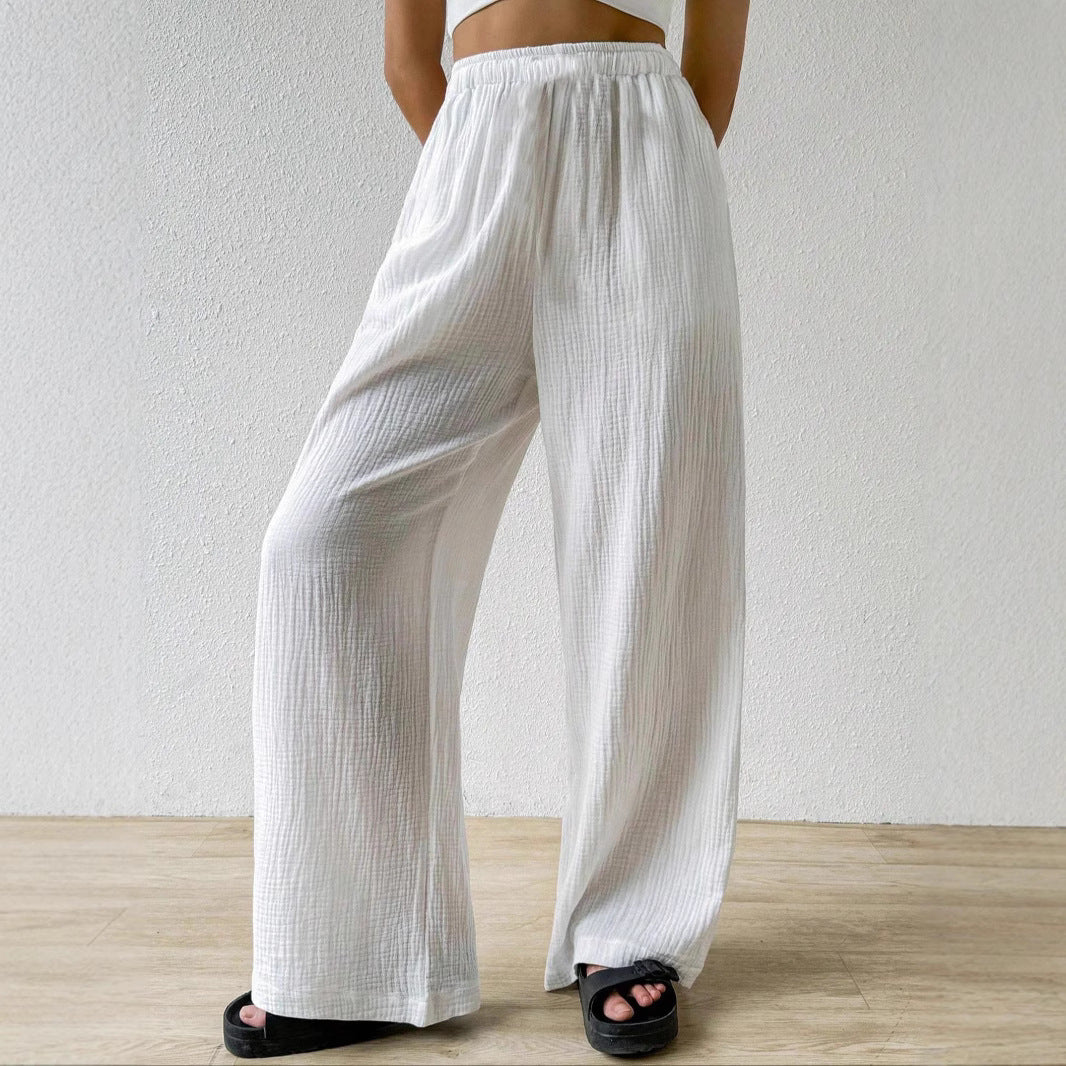 Damen Leichte und elegante weit geschnittene Hose EB
