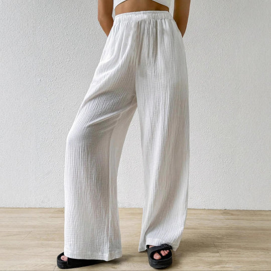 Damen Leichte und elegante weit geschnittene Hose EB