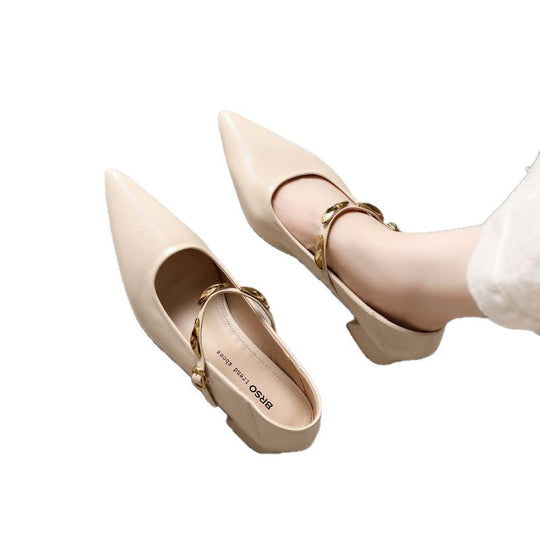 Damen elegante Lederpumps mit Blockabsatz EB